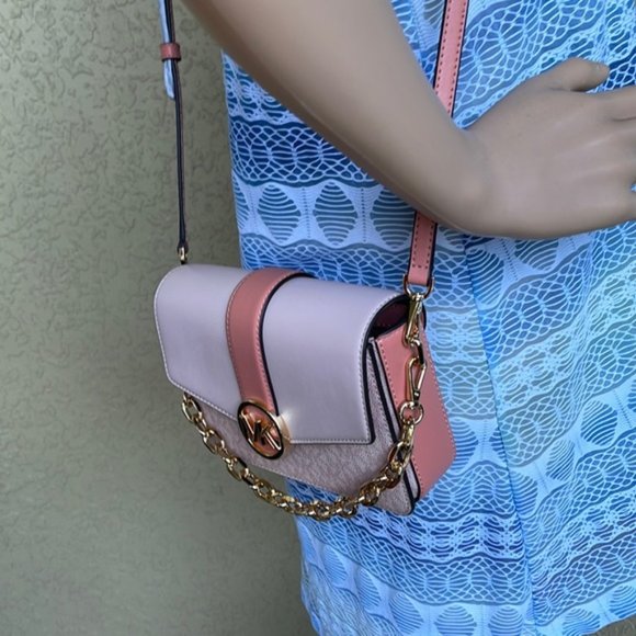 Michael Kors Carmen Small Monogram Flap Crossbody Sherbert Color - Picture 13 of 16